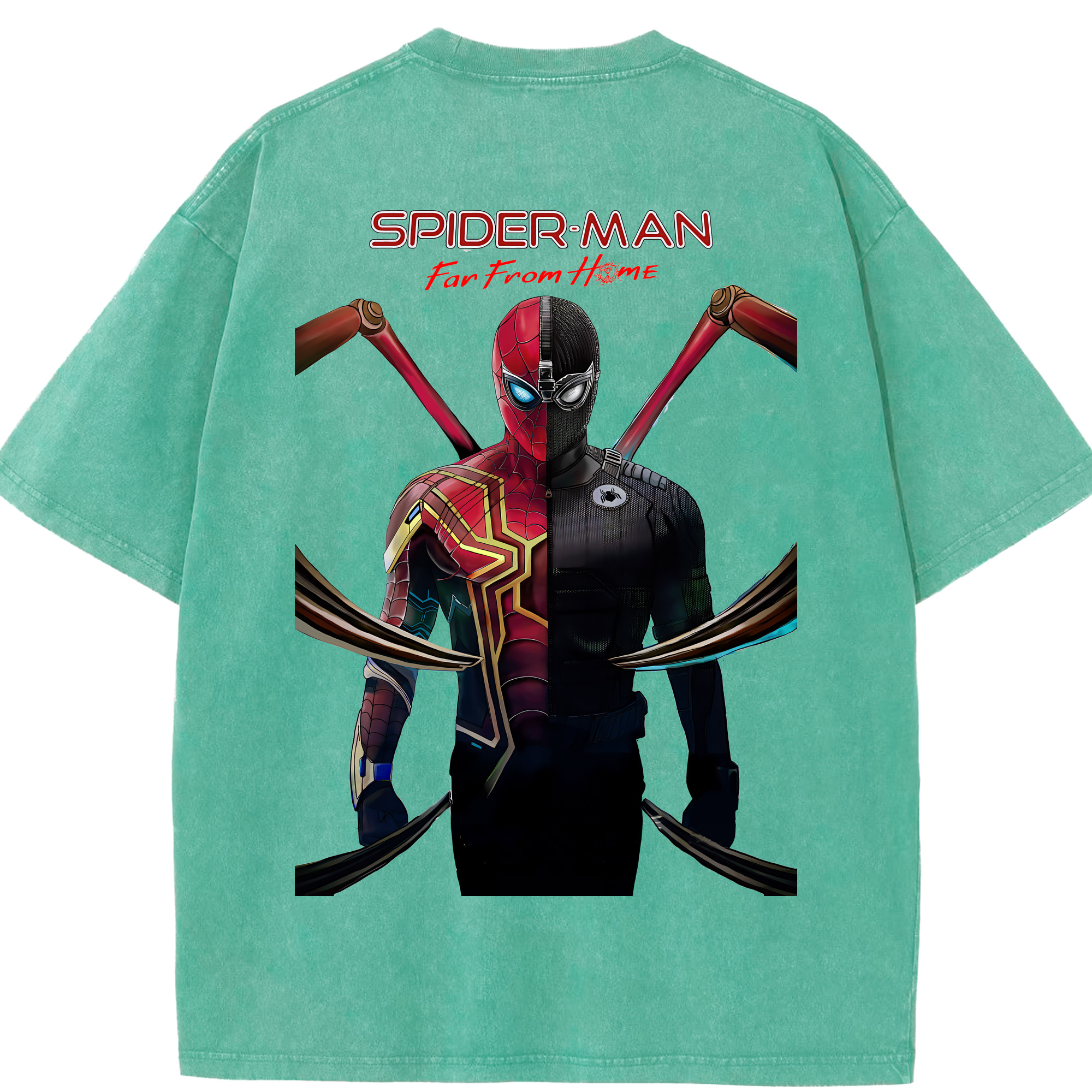 （画像用） Spider Man スパイダーマン 綿100% ヴィンテージ風 半袖Tシャツ（背面プリント）